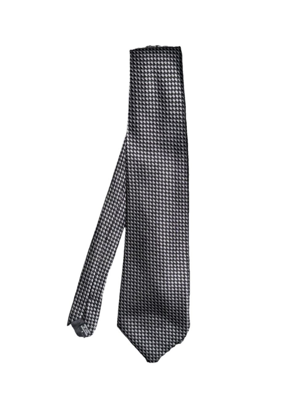 Croft & Barrow Men's 100% Silk Neck Tie Gray & Black Geometric Pattern